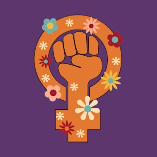 Retro 1970s Venus Flower Power Feminist Fist T-Shirt