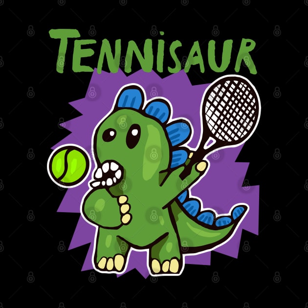 Tennisaur - Dinosaur Playing Tennis by wildjellybeans