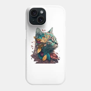 A nice cat with tree leaves Phone Case