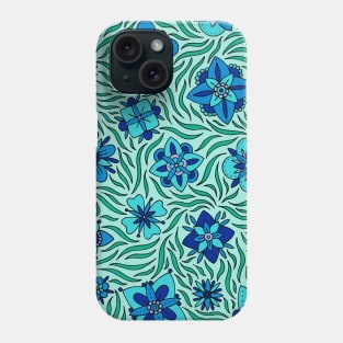 Turquoise and Blue Flowers Phone Case