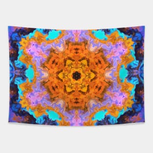 Psychedelic Hippie Orange and Blue Tapestry