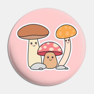 Cute Mushrooms Cartoon Design Pin