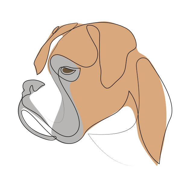 Boxer - one line drawing with colour by addillum