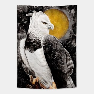 Harpy eagle Watercolor at night sky Tapestry