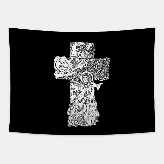 cool christian cross art. bible values, love, hope, faith, care. Tapestry by JJadx