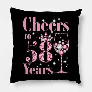 Cheers to 58 Years 1964 58Th Birthday Pillow