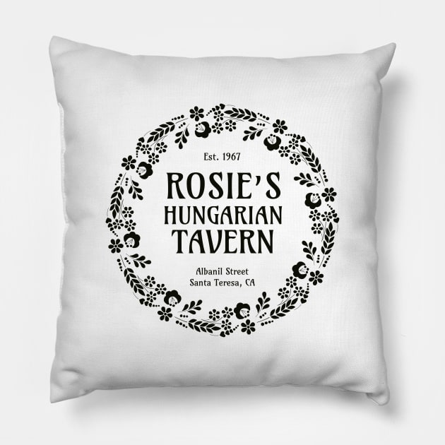 Rosie’s Tavern Pillow by RhymesWithPaws