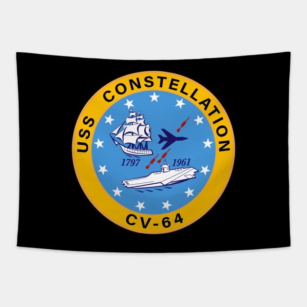 USS Constellation CV-64 Aircraft Carrier Insignia Tapestry by hobrath