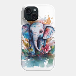 cute elephant colorful in roses Phone Case