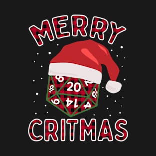 Merry Critmas Christmas Plaid Board Game Role Play D20 Geeky T-Shirt