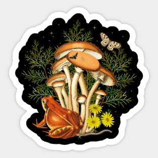 Goblincore Aesthetic Cottagecore Frog Sitting on a Rocking Chair - Color  Version - waiting for mushrooms to grow - Mycology Shrooms