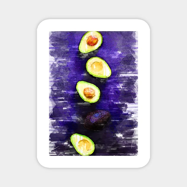 Four Avocados For Kitchen. For Avocado Lovers. Magnet by ColortrixArt