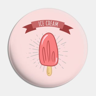 Ice cream. Vector color illustration. Freehand drawing in cartoon style. Vintage poster design Pin