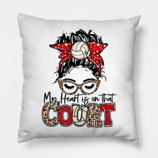 My Heart Is On That Court Volleyball Leopard, Volleyball Mom Pillow