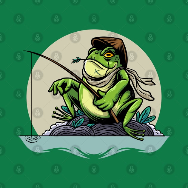 fishing frog illustration by Mako Design 