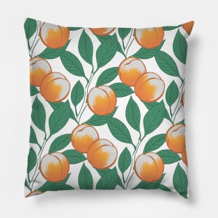 Watercolor Peach And Green Leafs Pattern Pillow