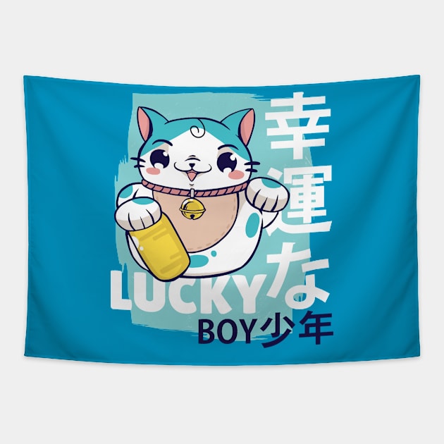 Lucky Boy Neko Tapestry by Hmus