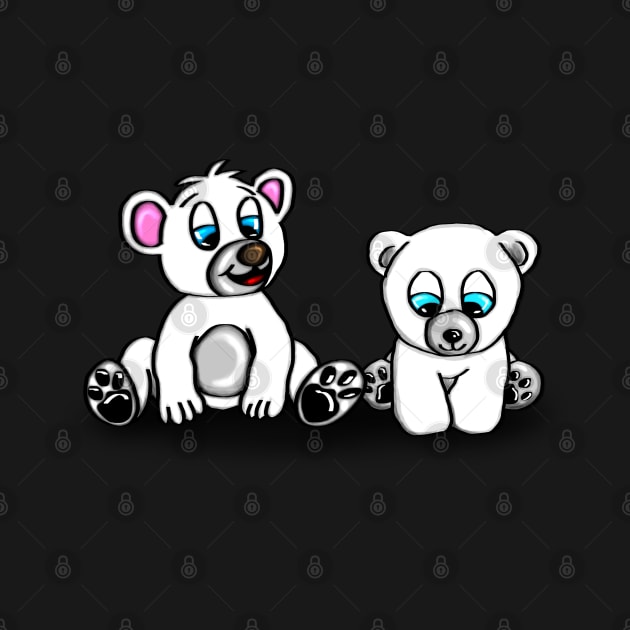 Two Cute little Baby Ice Bears with big eyes by emyzingdesignz