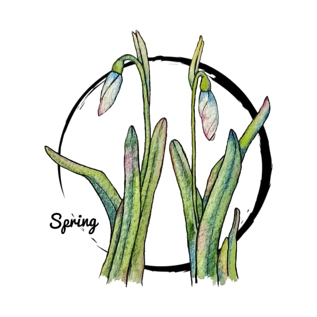 Snowdrops watercolor drawing by Art by Taya 