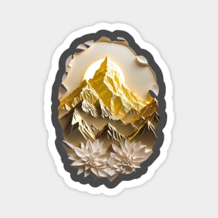 Paper quilling art - Golden mountains ! Magnet