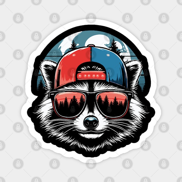 Raccoon Lovers Funny Raccoon Cap Adventure Lovers Magnet by JessArty