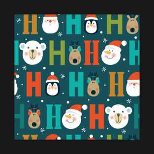 Ho Ho Ho, Christmas, Santa, Reindeer, Polar Bear, Snow T-Shirt