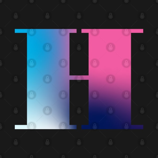 Capital Letter H Monogram Gradient Pink Blue White by Terriology