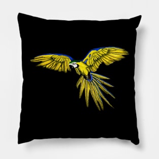 Blue And Yellow Macaw Drawing Pillow