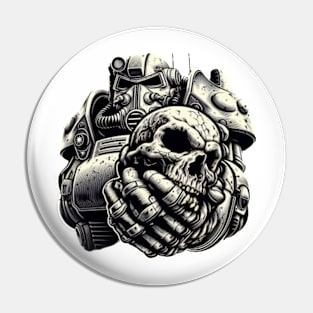 Brotherhood of steel crushing skull Pin