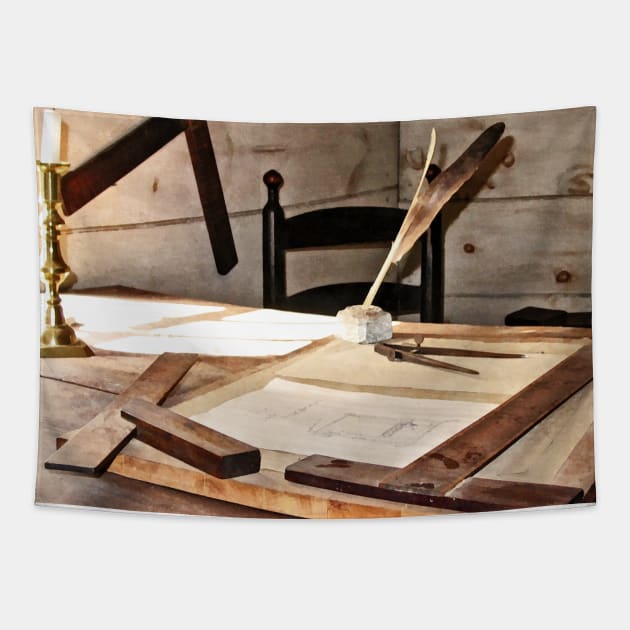 Architect - Compass and T-Square Tapestry by SusanSavad