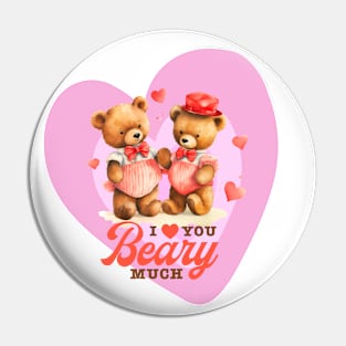 Bear Couple In Love - Vintage Style Art Gift For Valentines and Bear Lovers Pin