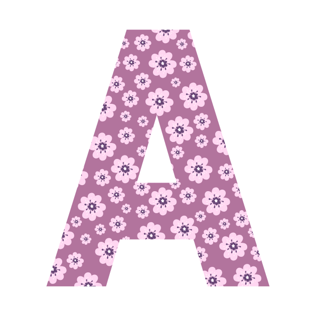 Letter A Purple Pink Flowers Background Design by BloomingDiaries