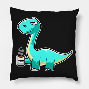 Cute Dinosaur Drinking Coffee Kawaii Neko Anime graphic Pillow