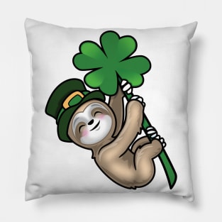 Lucky four leaf clover Saint Paddy Sloth Pillow