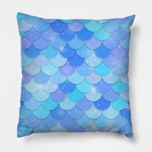 Sparkling Blue Mermaid Scales Pillow