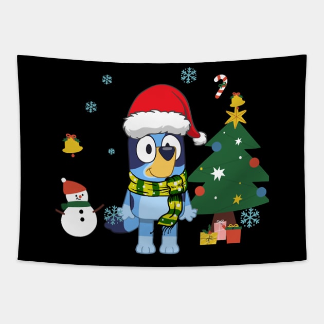 Blueys Brother And Family Merry Christmas Tapestry by Iluminater