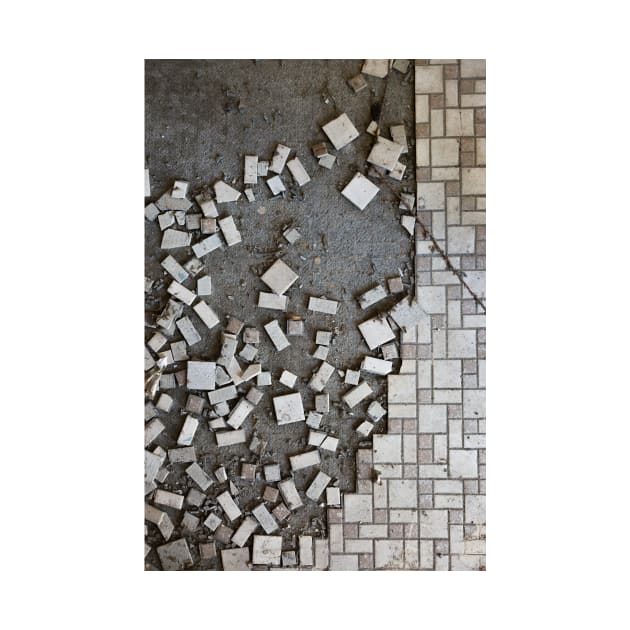 Broken tiles pieced together by textural