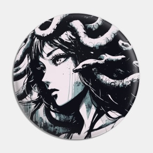 Medusa ink portrait Pin