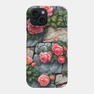 NUANCED CLIMBING ROSE ON STONE WALL Phone Case