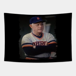 Sparky Anderson in Detroit Tigers Vintage #2 Tapestry