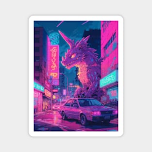 Retrowave Dragon Magnet