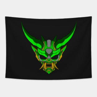 Cyber Japanese Demon-Green Yellow Tapestry