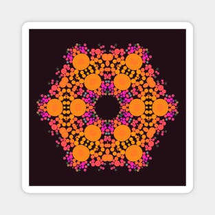 Dot Mandala Flower Orange Pink and Black Magnet