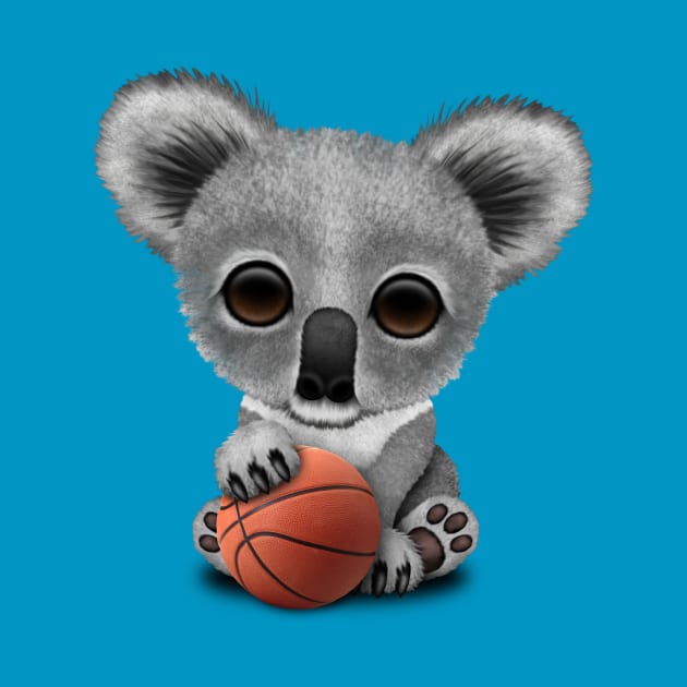 Cute Baby Koala Playing With Basketball by jeffbartels