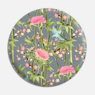 Bamboo, Birds and Blossom - grey Pin