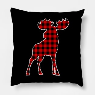 Buffalo Plaid Moose Christmas Gift Pillow