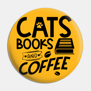 Cat books and coffee Pin