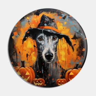 Halloween Greyhound Pin