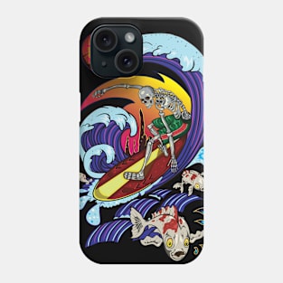 Surfer Skeleton Surfing Surf Beach Ocean Phone Case