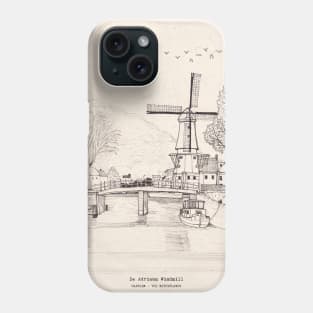 De Adriaan Windmill Haarlem Netherlands Pen Ink Travel Art Phone Case